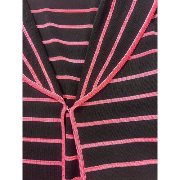 Ming Wang Black and Pink Striped Open Front Blazer 1X - Picture 4 of 5